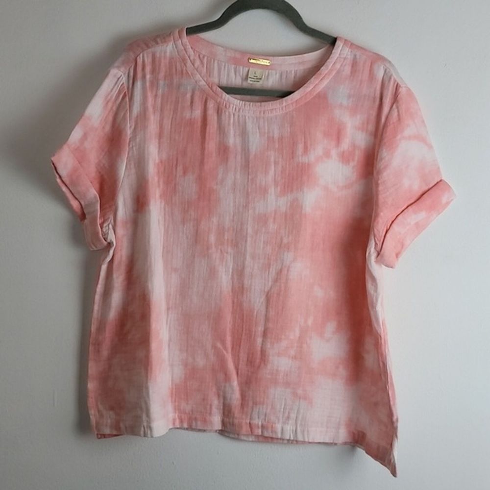 Magaschoni organic cotton tie dye boxy top L NWT Breathable Beachy Comfy